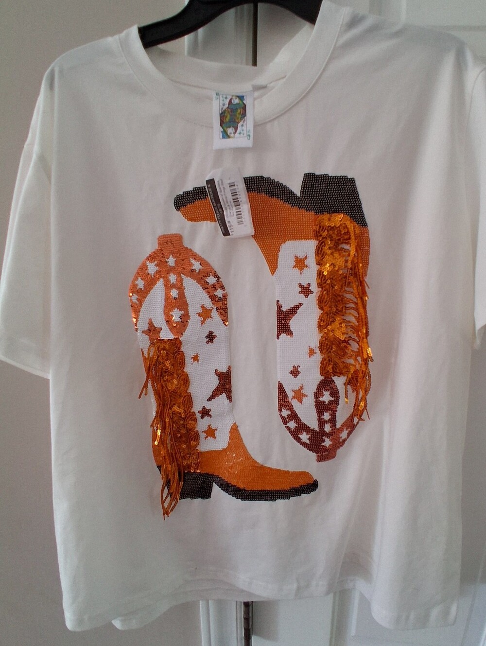 Queen Of Sparkles Cowboy Boot Tee NWT